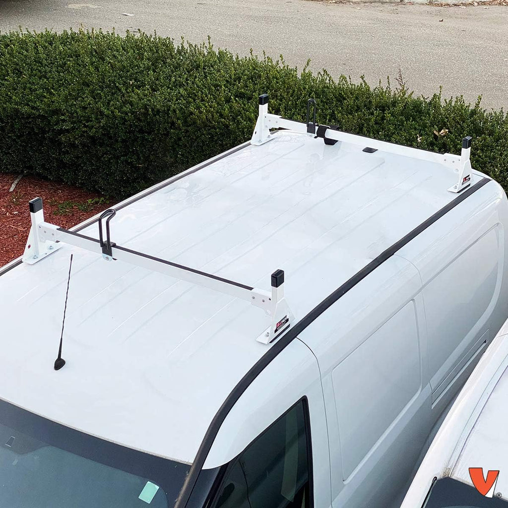 Vantech H1 2 Bar for RAM ProMaster City Steel Ladder roof Rack 2015-On, White