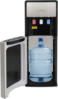 Bottom Loading Water Cooler Dispenser, Hot & Cold Water Cooler Dispenser, Holds 3 or 5 Gallon Bottle, with Storage Cabinet and Child Safety Lock for Home, Office Use (Silver Grey)
