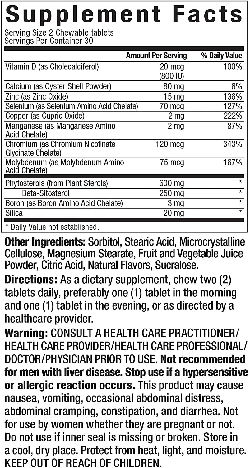Super Beta Prostate Male Supplement with Beta-Sitosterol, 60 Chewable Tablets N1376