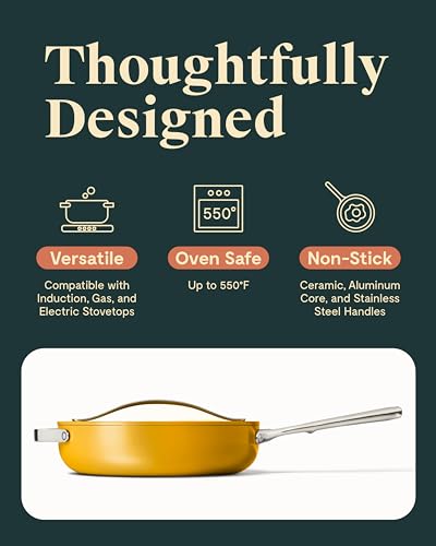 Caraway Nonstick Ceramic Sauté Pan with Lid 4.5 qt, Gray P63305