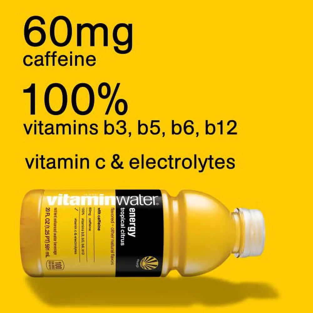 Vitaminwater Energy Electrolyte Enhanced Water Tropical Citrus, 20 Fl Oz, 12 Pack U81305