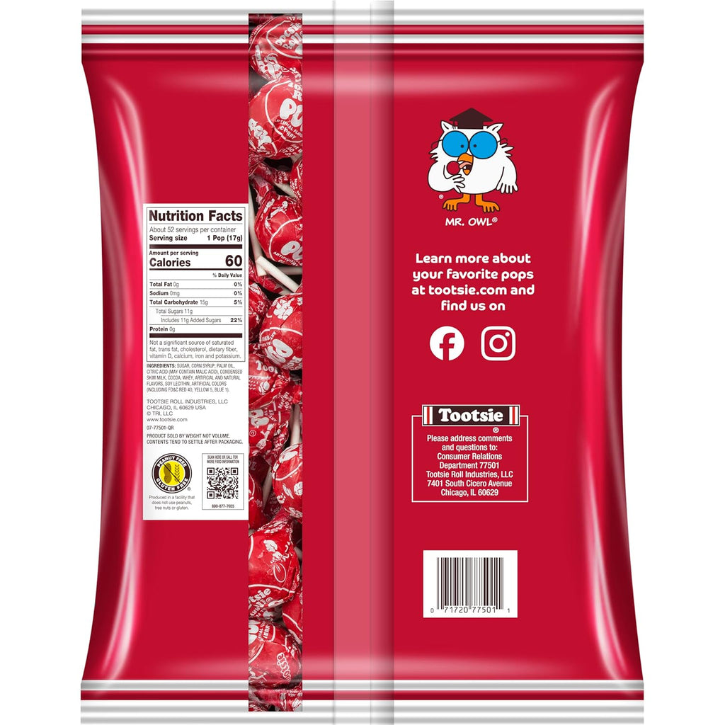 Tootsie Pops Cherry Flavored Lollipops with Chocolatey Center, 50 Count E41113