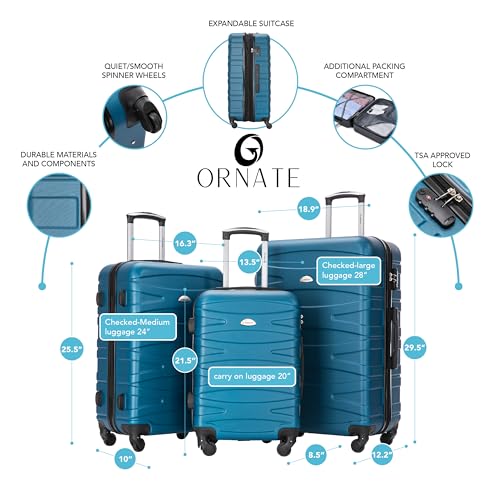 Luggage Set 3 Piece Hard Suitcase with Spinner Wheels and TSA Lock, Rose Gold E924823