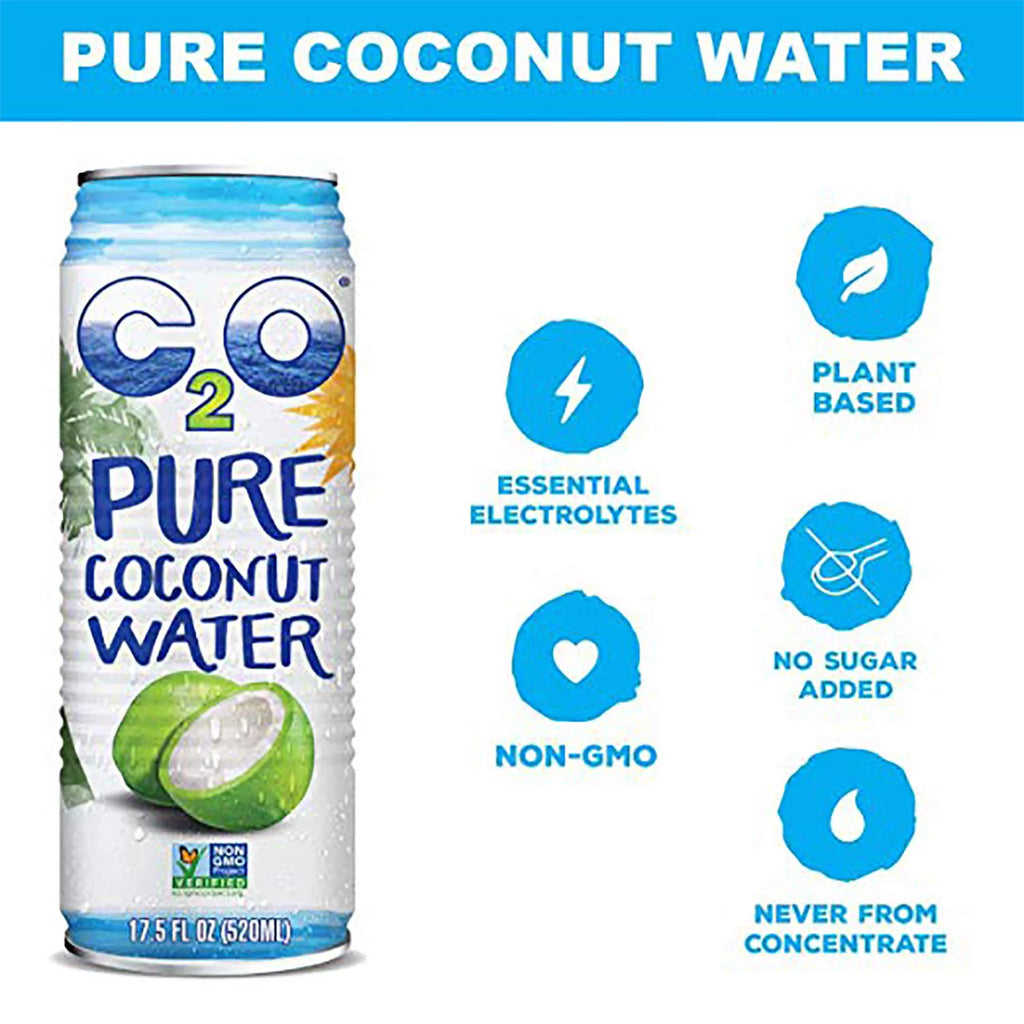 C2O Pure Coconut Water, No Added Sugar, 17.5 FL OZ (Pack of 12) D829
