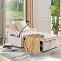 Aukfa Sleeper Chair Bed, Convertible Pull Out Sofa Bed with USB Port, Cup Holders and Swivel Phone Holder, Beige