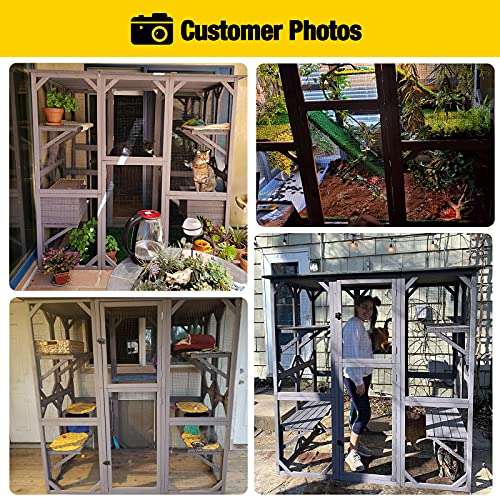 Aivituvin Outdoor Cat Enclosure Large Walk-in Cat Cage with Tarp Roof C695534