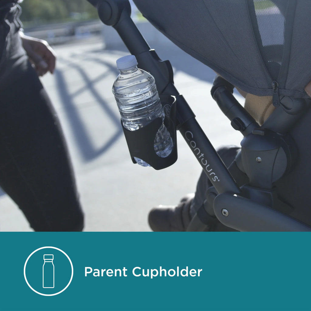 Contours Curve V2 Double Tandem Stroller, Black Herringbone B188895