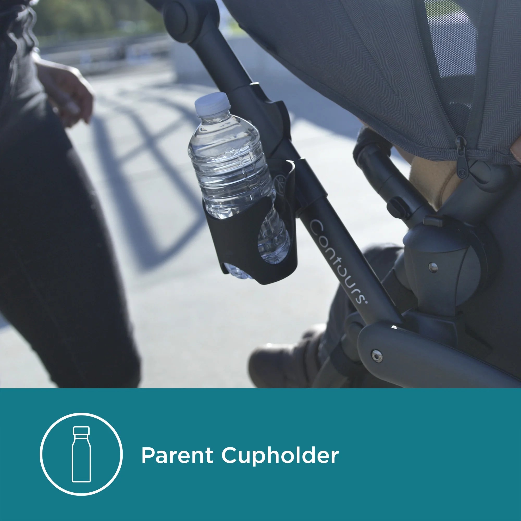 Contours Curve V2 Double Tandem Stroller, Black Herringbone B188895