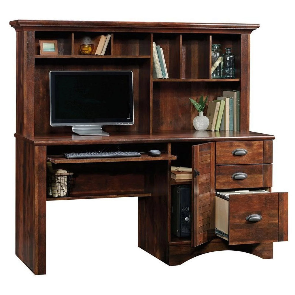 Pemberly Row Computer Desk with Hutch, Curado Cherry J48760