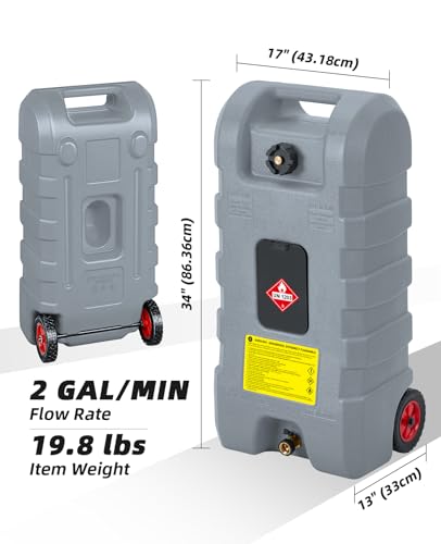 15 Gallon Fuel Caddy Portable Gas Tank with Siphon Pump and 10-Foot Hose D559