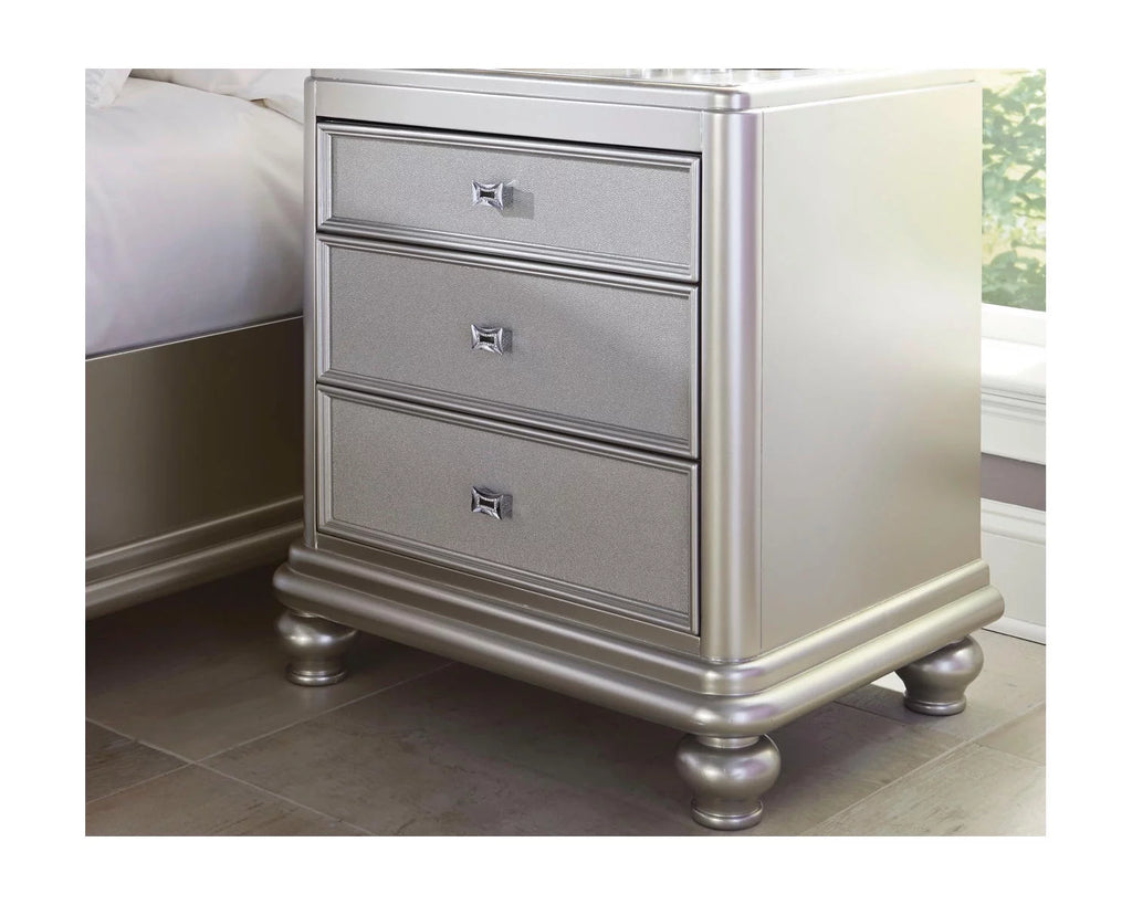 Signature Design by Ashley Coralayne 3 Drawer Nightstand, Silver R348