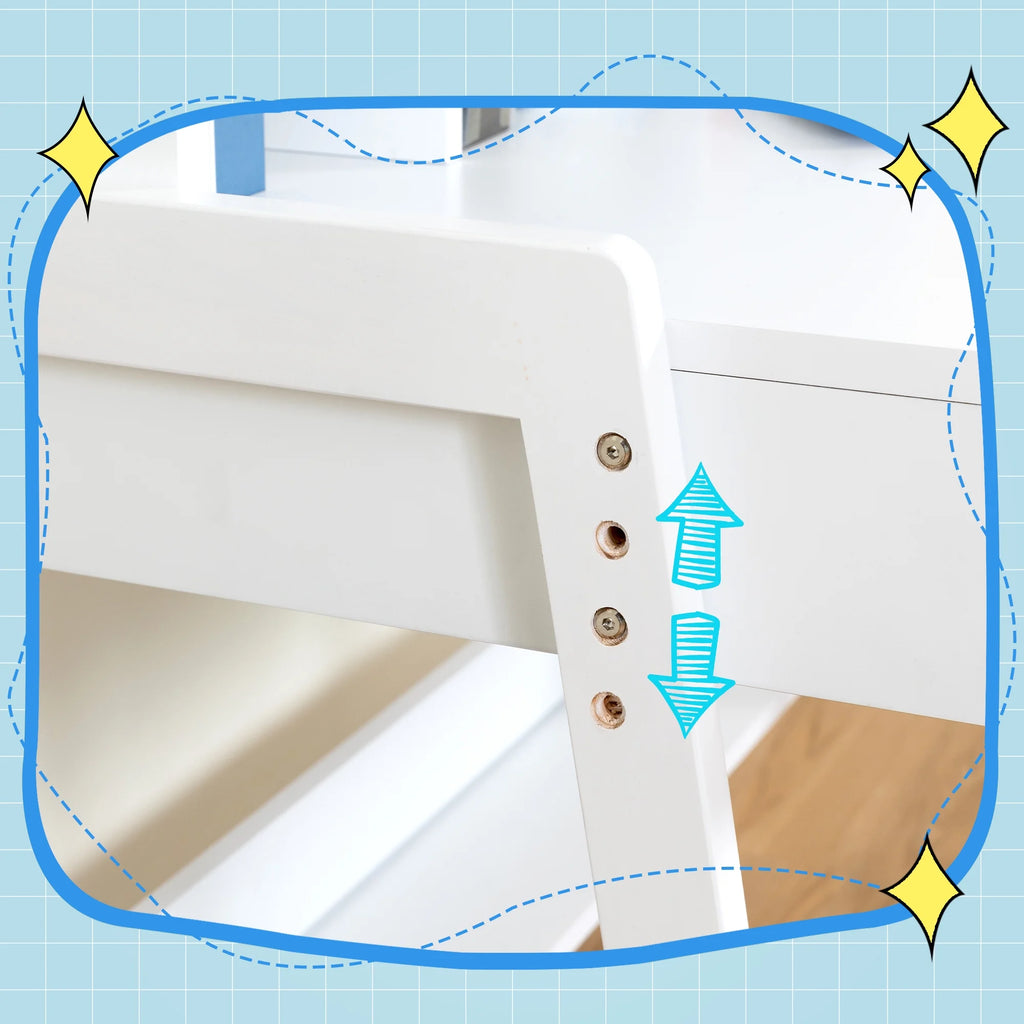 Kids Desk and Chair Set with Drawers, White Wooden Study Desk for Ages 5-12 F251