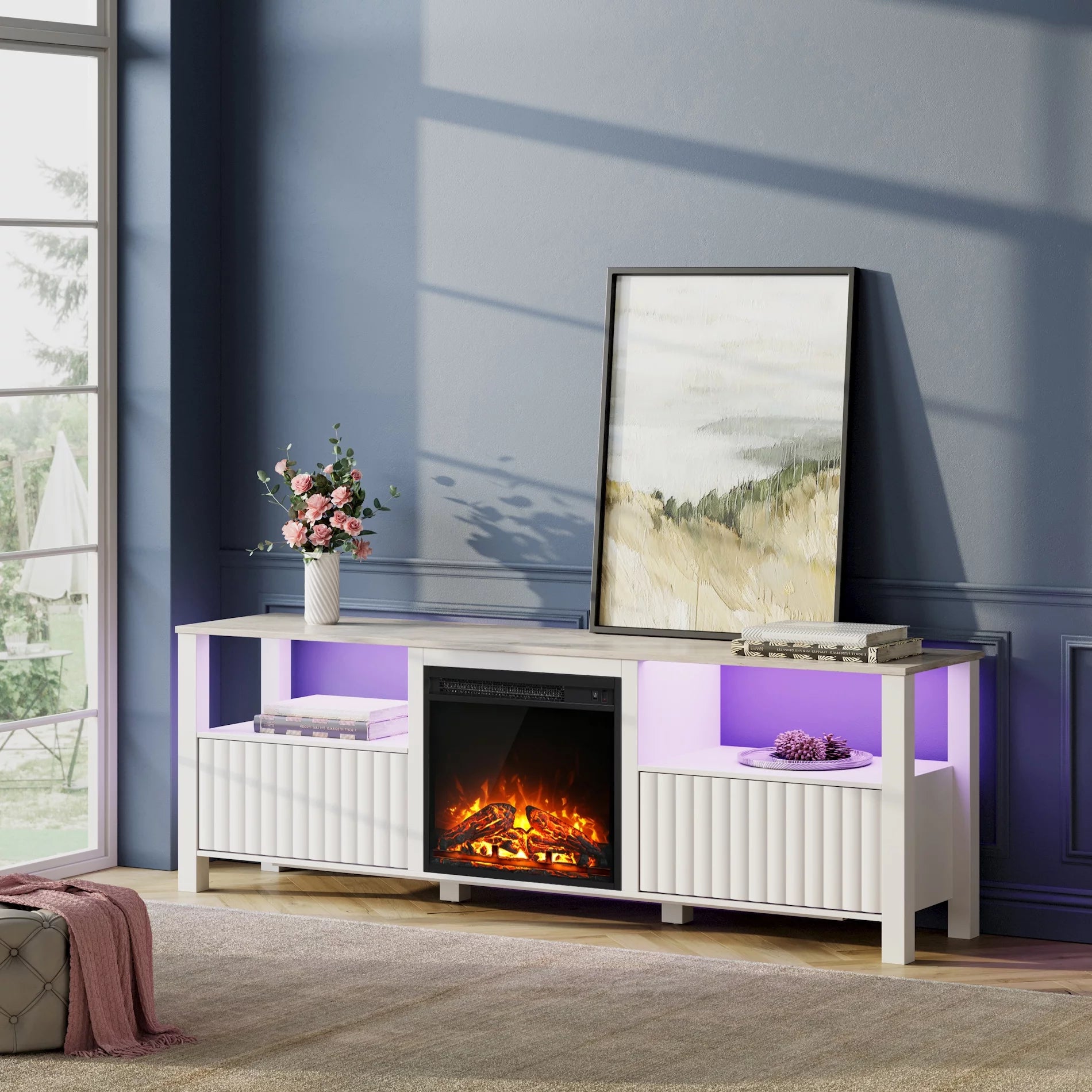 White Fireplace TV Stand for TVs up to 80 Inch Z2999