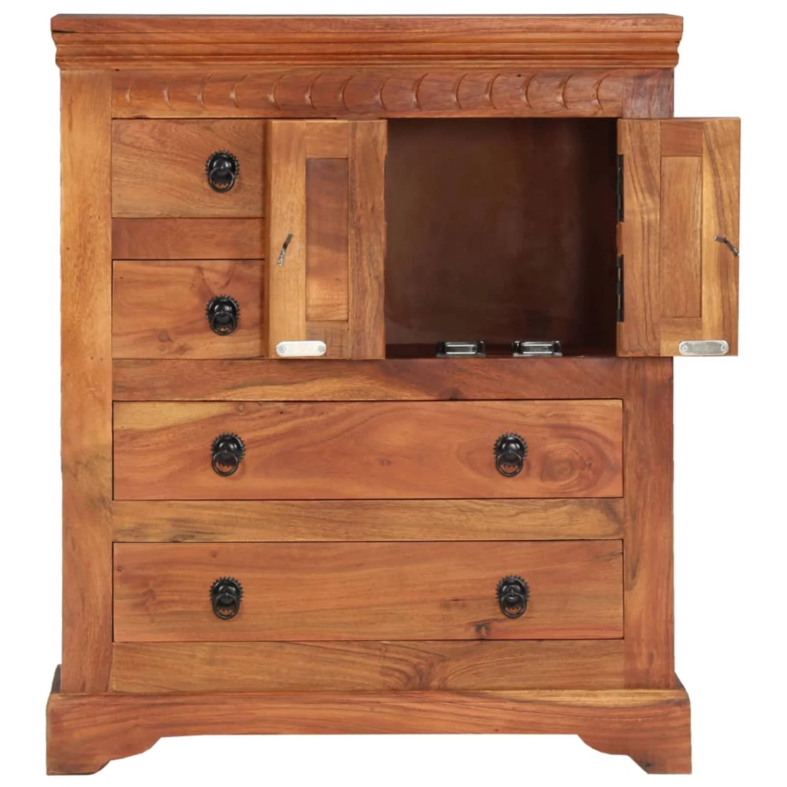 Dcenta Wooden Sideboard Cabinet with 4 Drawers Acacia Wood I968482