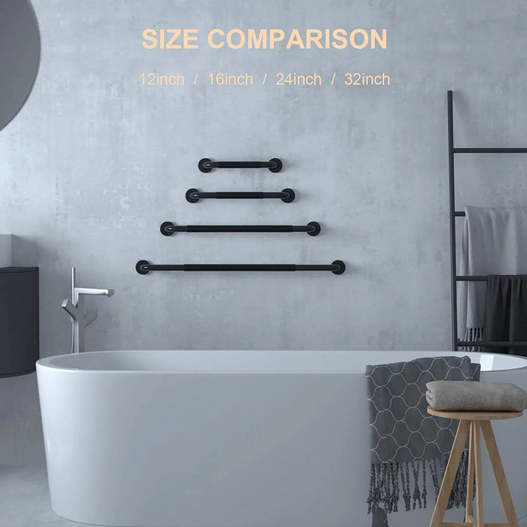 ZUEXT 12 Inch Black Stainless Steel Shower Grab Bar 2 Pack S80873