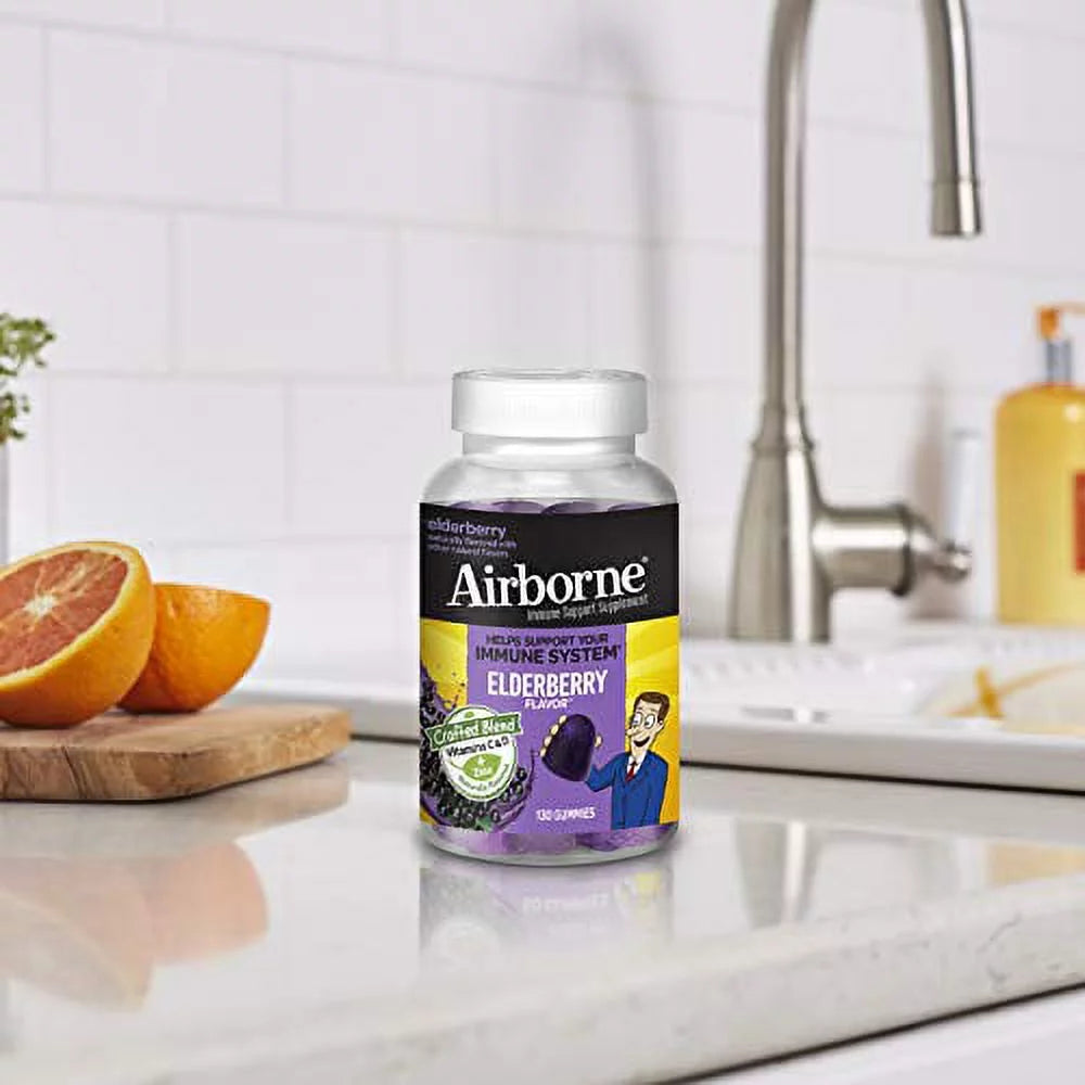 Airborne Elderberry + Vitamins & Zinc Gummies, 130 Count, Gluten-Free X352