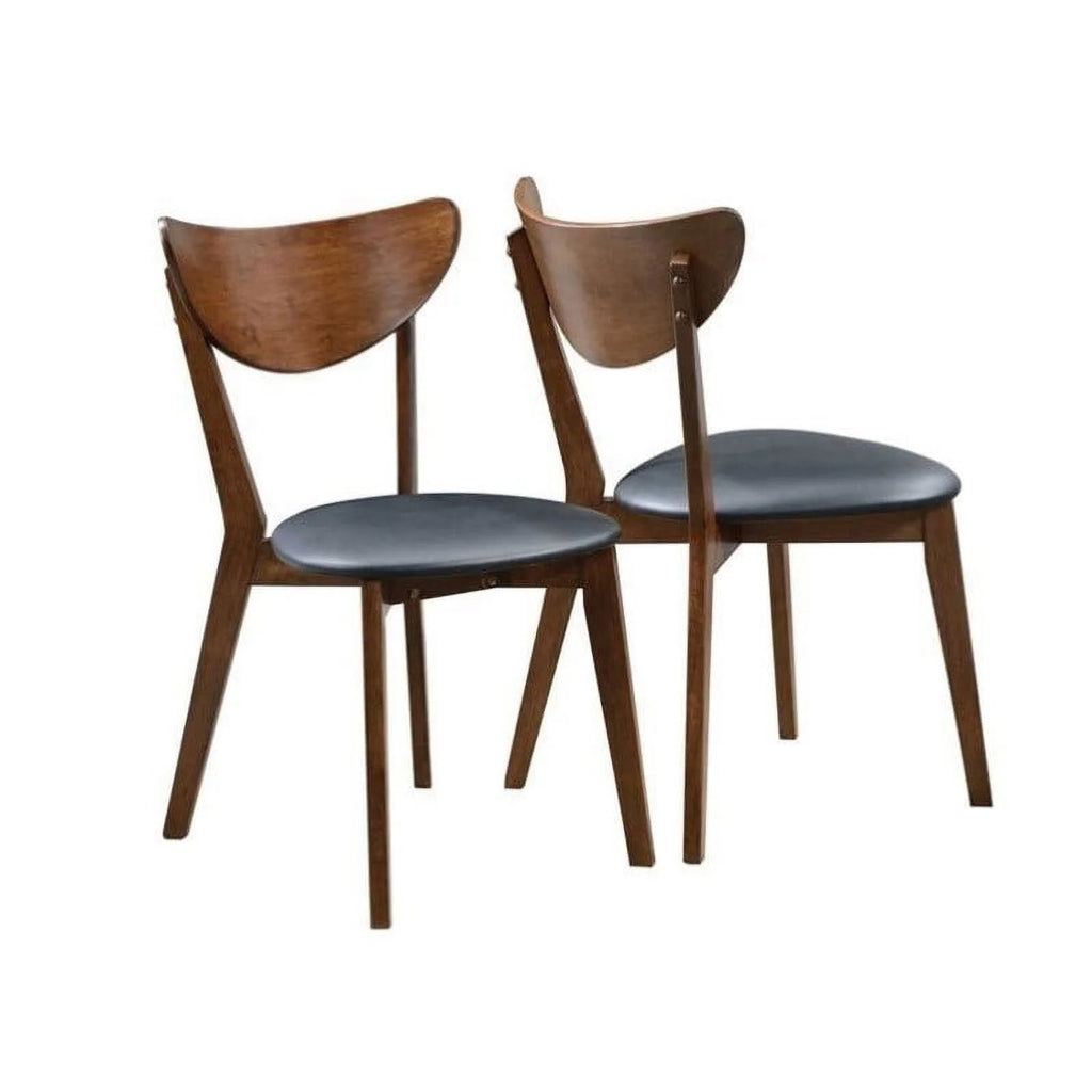 Mid Century Modern 5-Piece Dining Table Set with 4 Chairs, Dark Walnut L86113