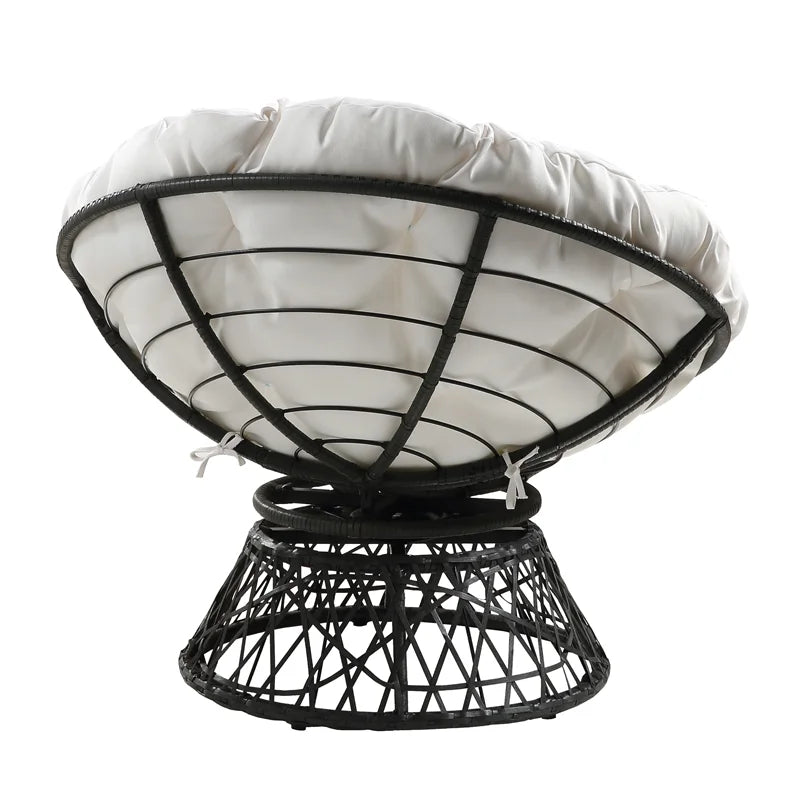 OSP Home Furnishings Papasan Chair with White Cushion and Black Frame W475806