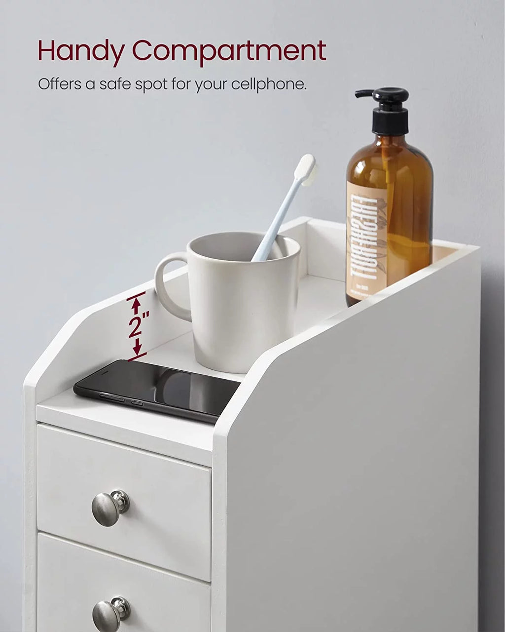 YINCHEN Small Bathroom Storage Cabinet with Toilet Paper Holder, White H76028
