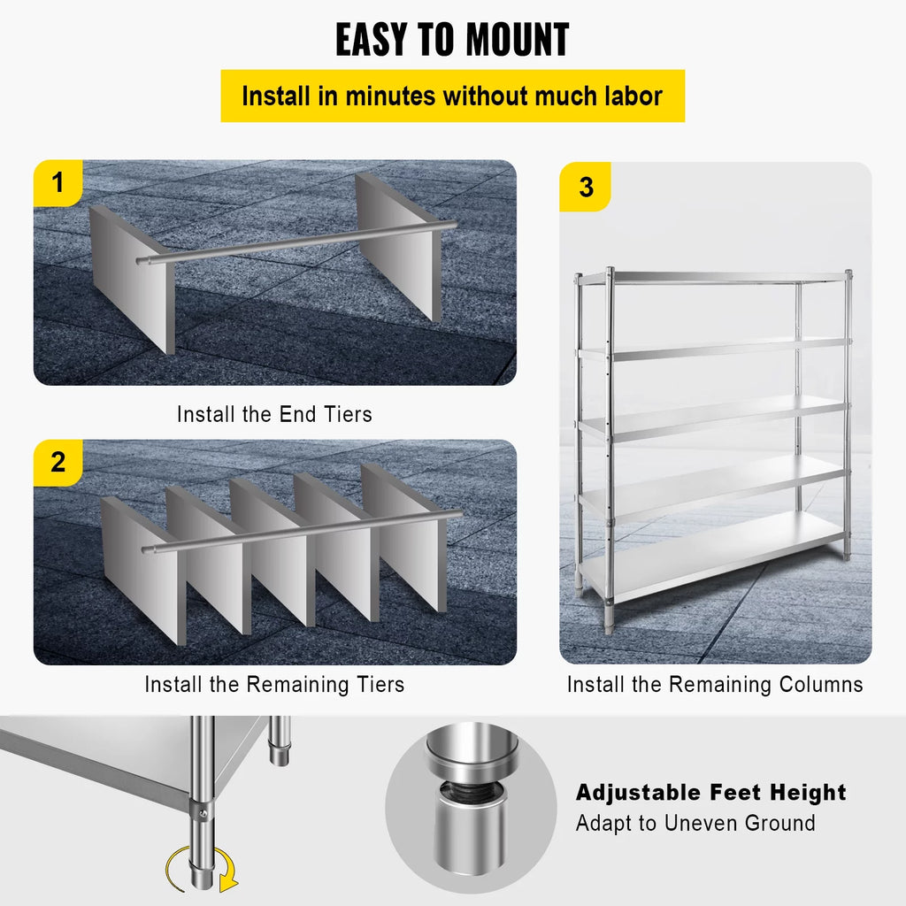 BENTISM Shelving Unit 5-Tier Stainless Steel 60x18.5 inch N80821