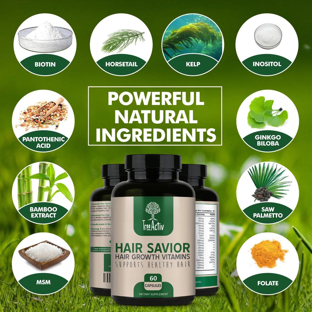 TreeActiv Hair Savior Biotin & Saw Palmetto Hair Growth Vitamins, 60 Capsules K871897