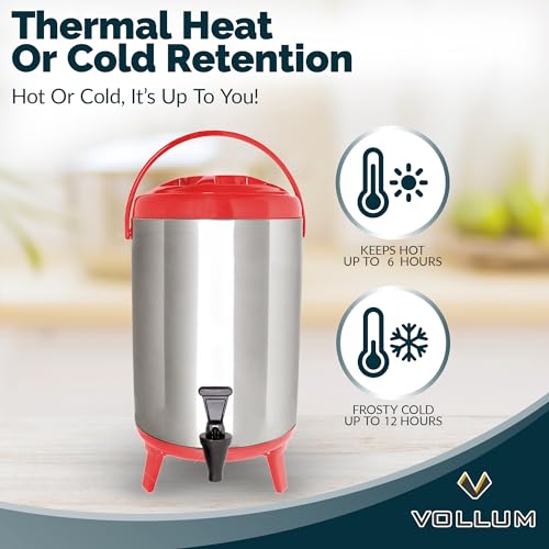 Vollum Stainless Steel Insulated Beverage Dispenser 10L with Spigot, Black T119