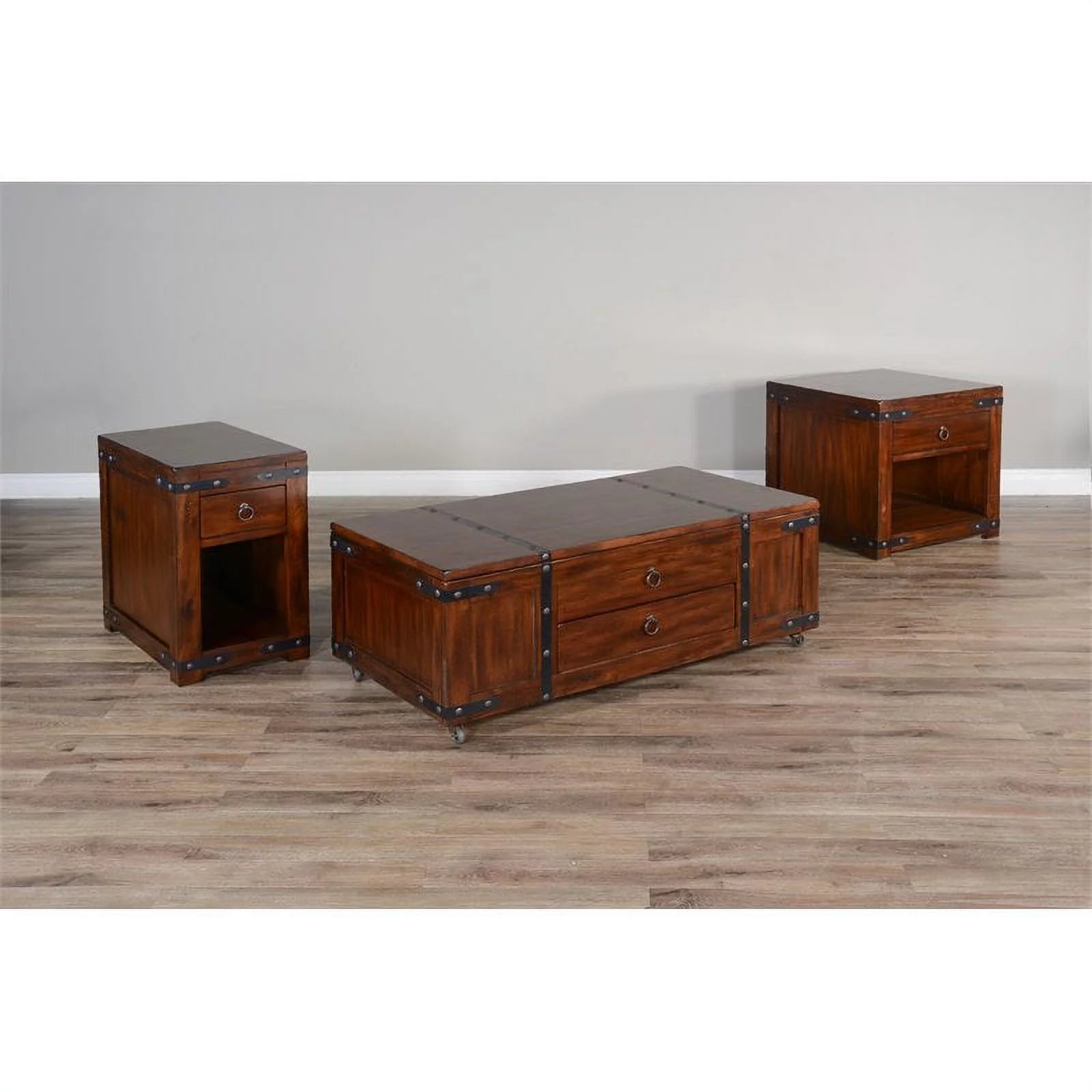 Home Square Santa Fe 24" Wood End Table Dark Chocolate Set of 2 S4904