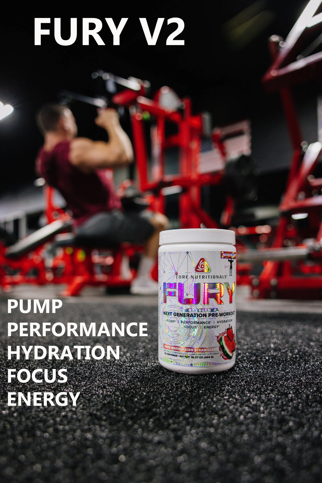 Core Nutritionals Fury V2 Platinum Pre Workout 20 Servings Sour Watermelon Strawberry L914