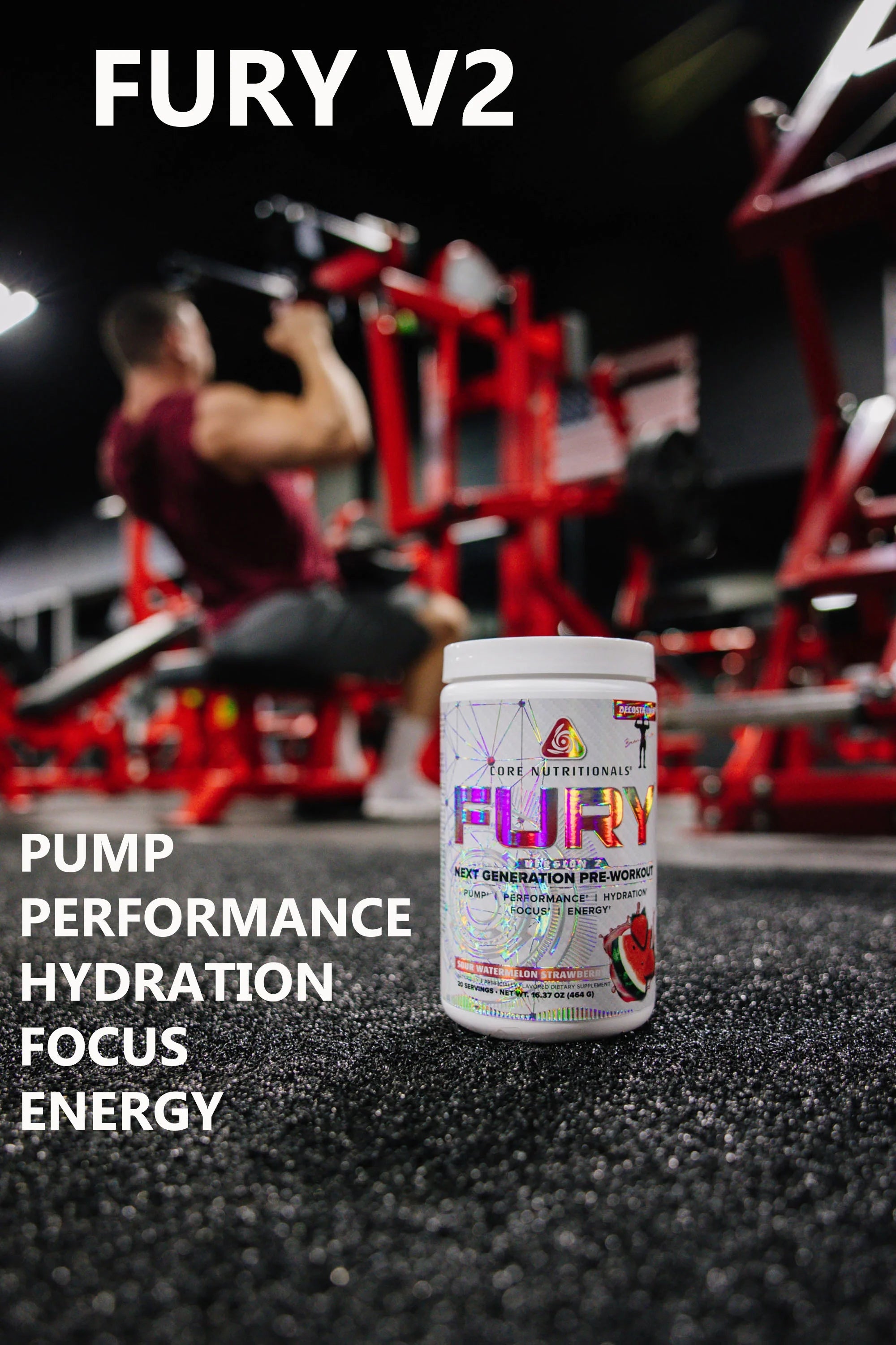 Core Nutritionals Fury V2 Platinum Pre Workout 20 Servings Sour Watermelon Strawberry L914