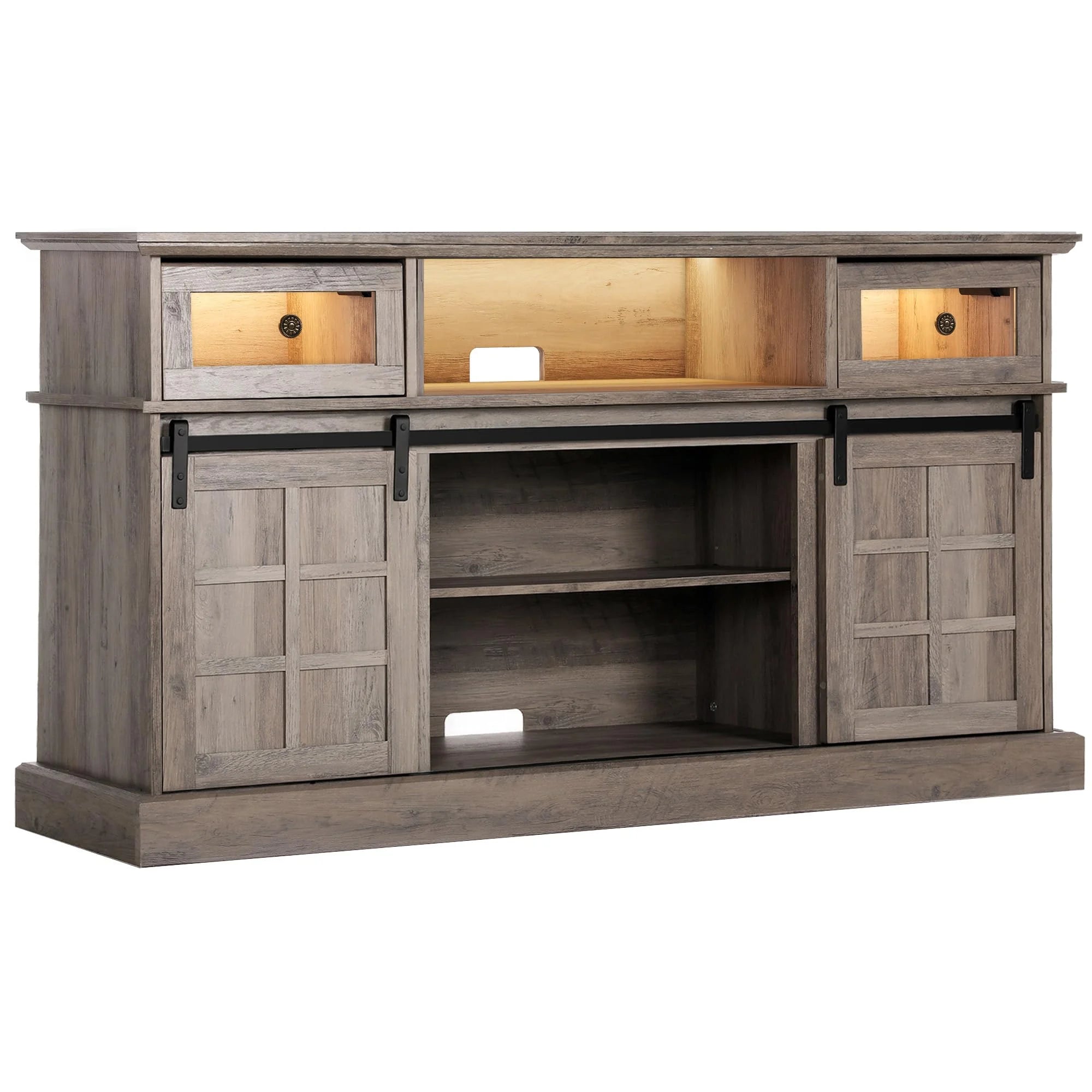 LGHM TV Stand with LED Lights for TVs Up to 65", Gray G984