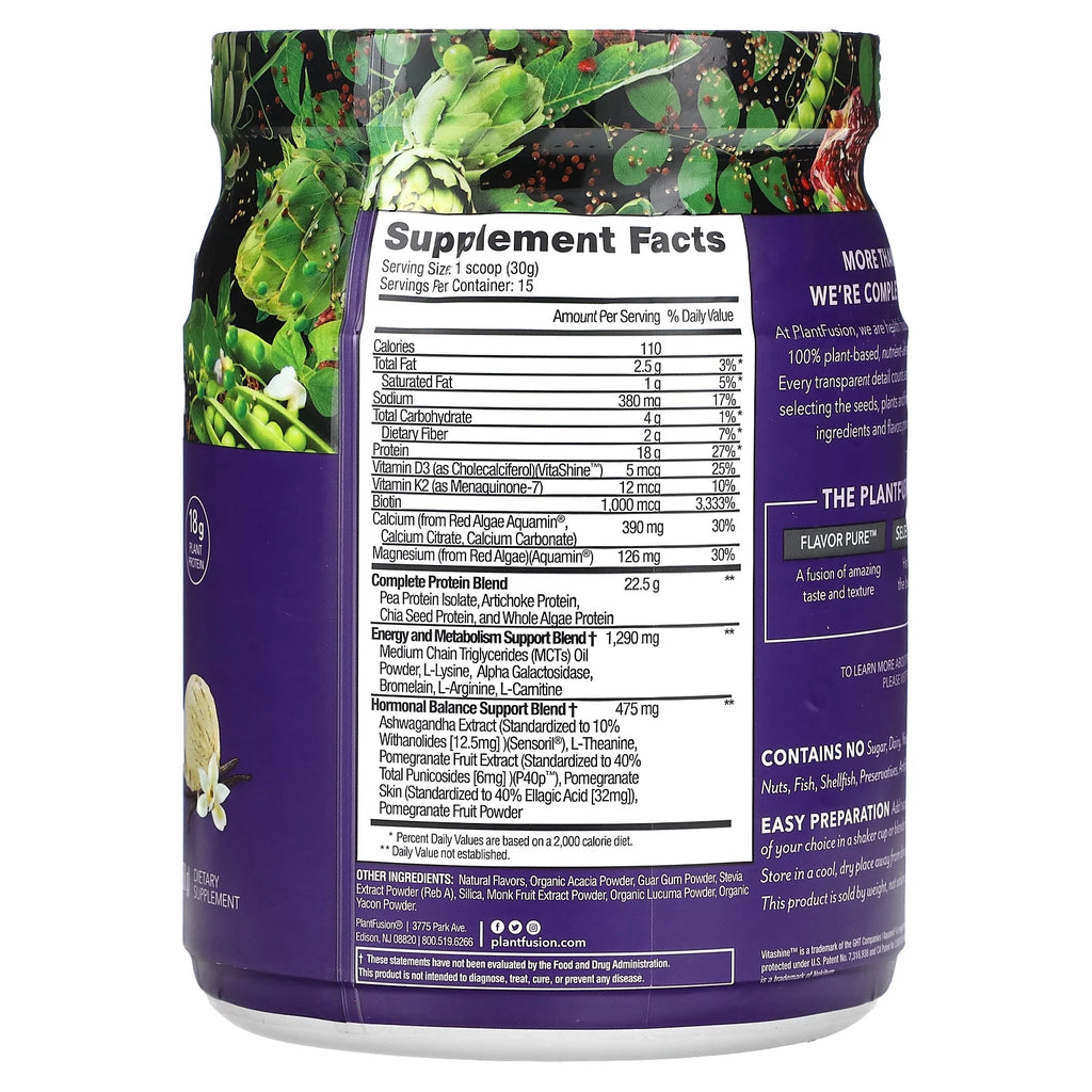PlantFusion Inspire for Women Plant-Based Protein Powder Creamy Vanilla Bean 15.87 oz M63520