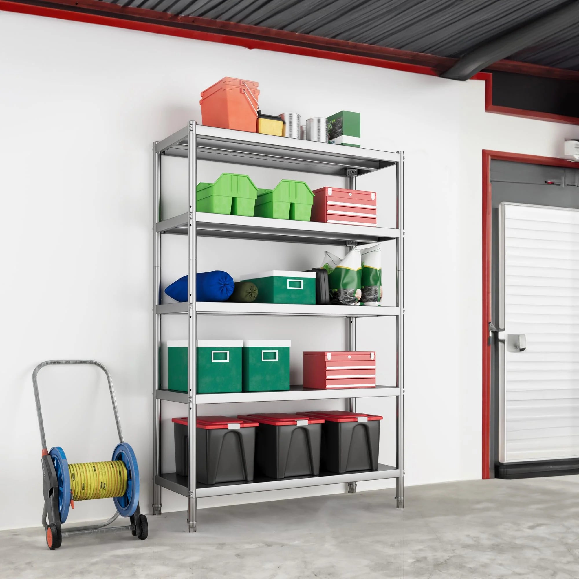 Dextrus Stainless Steel 5-Tier Shelving Unit, 48"x18"x72" E4443