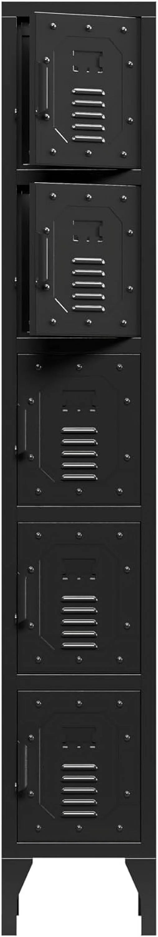 Metal Storage Cabinet 5-Door Lockable Locker 72" Tall Black U504868