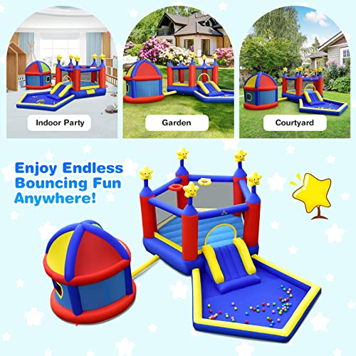 BOUNTECH Inflatable Bounce House for Kids 5-12 with Basketball Hoop and Ball Pit Q31685