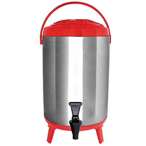 Vollum Stainless Steel Insulated Beverage Dispenser – Insulated Thermal Hot and Cold Coffee Carafe – 10 Liter Drink Dispenser with Spigot for Hot Water, Tea & Coffee, Cold Milk, Juice & More BLACK