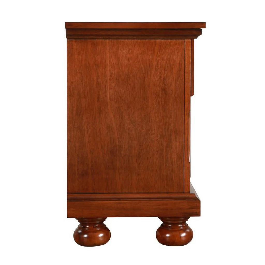 Maklaine Contemporary Engineered Wood 2 Drawer Nightstand Cherry S81384