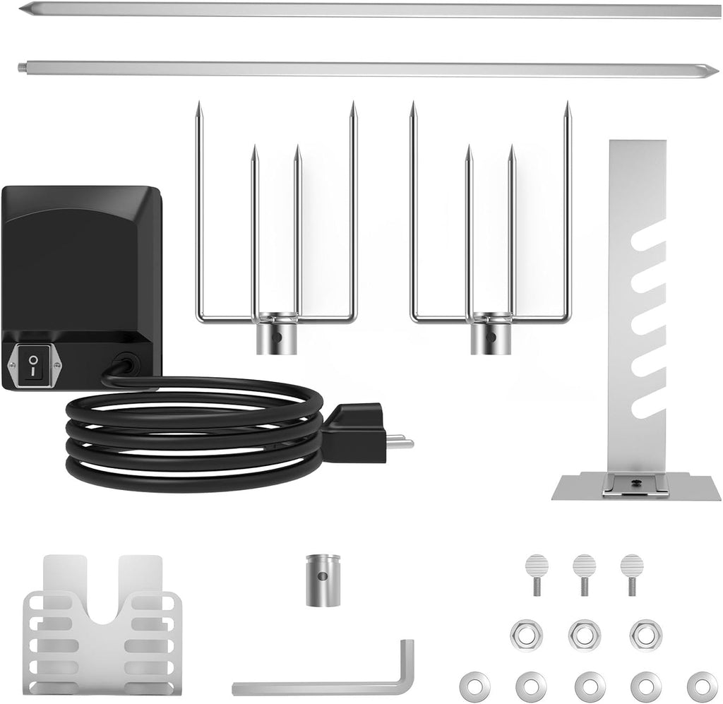 DELSbbq Rotisserie Grill Kit for Universal Gas Grills, 120V Motor, 28" Spit Rod R258