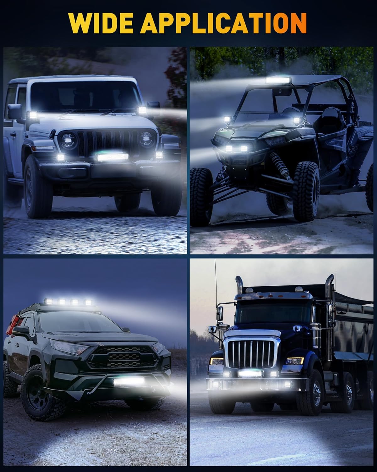 NAOEVO 12 Inch LED Light Bar and 4 Inch LED Pod Lights for Truck Car UTV ATV Jeep Boat C258