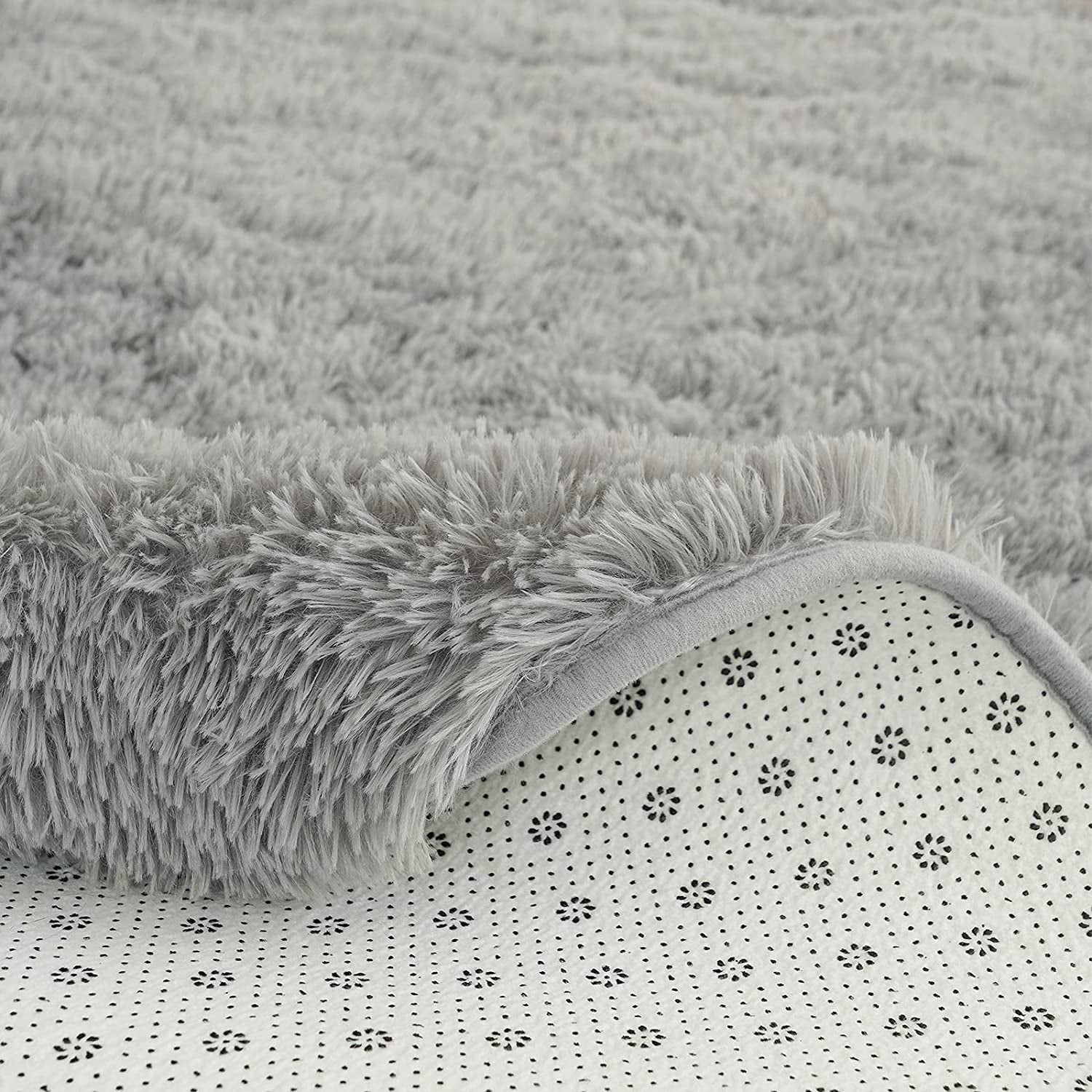 Junovo Luxury Round Fluffy Area Rug for Bedroom Living Room, 5'x5', Gray O830422