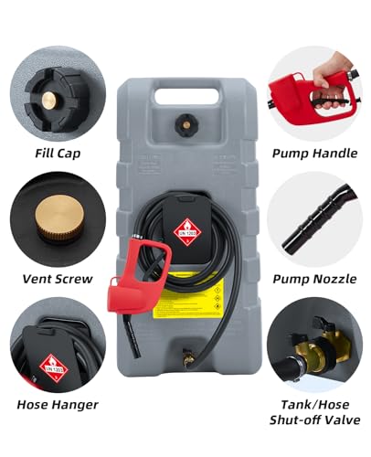 15 Gallon Fuel Caddy Portable Gas Tank with Siphon Pump and 10-Foot Hose D559