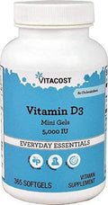 Vitacost Vitamin D3-5000 IU - 365 Softgels - Mini Gels