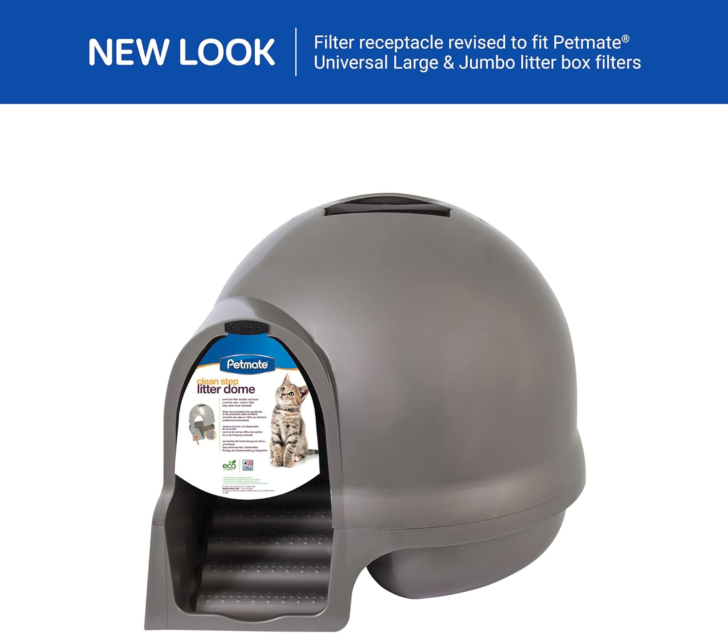 Petmate Booda Clean Step Cat Litter Box Dome, Brushed Nickel J9219