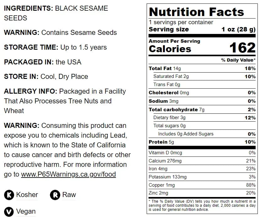Black Sesame Seeds 8 lbs by Food to Live X7294