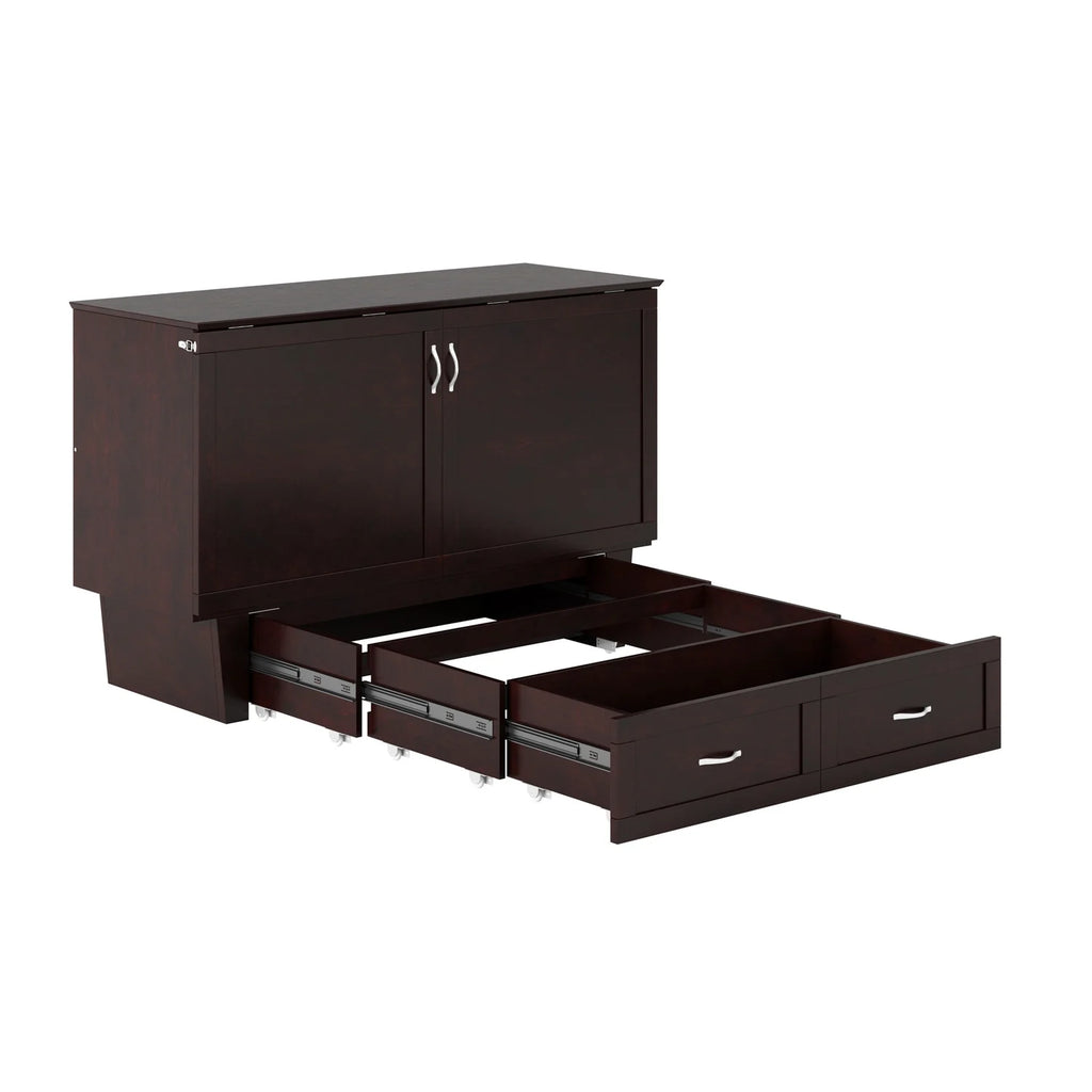 AFI Chelsea Queen Solid Wood Murphy Bed Chest with Mattress Espresso I253004