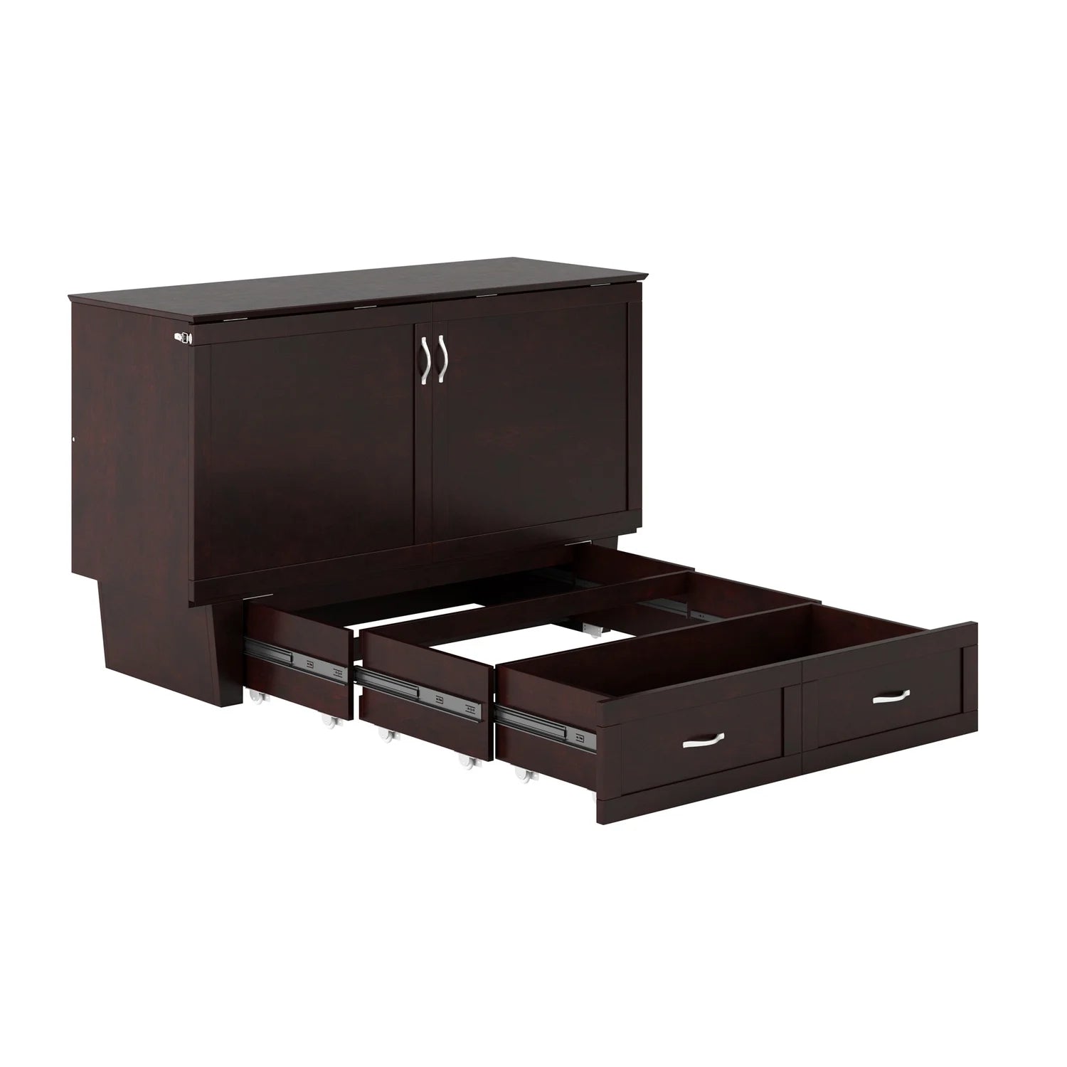 AFI Chelsea Queen Solid Wood Murphy Bed Chest with Mattress Espresso I253004