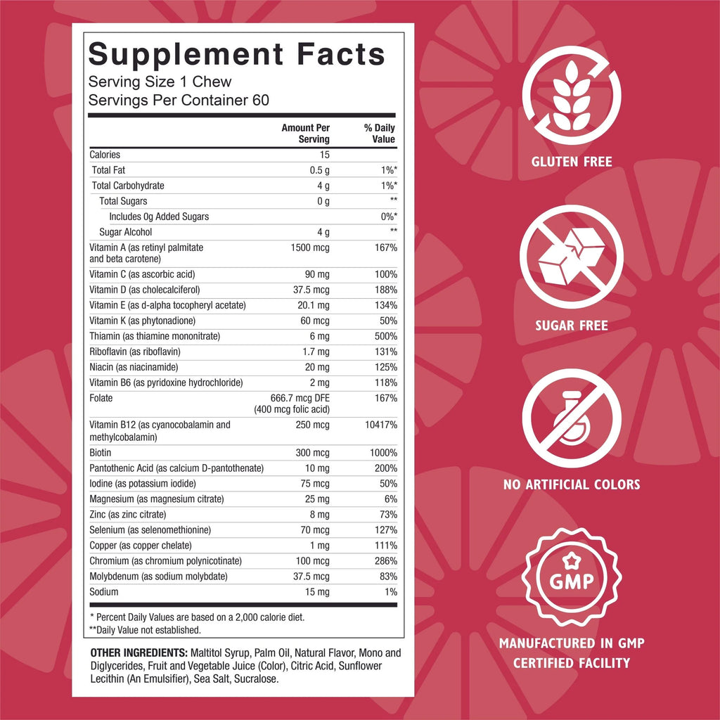 Celebrate Vitamins Bariatric Multivitamin Soft Chews, Razzleberry, 60 count O3557