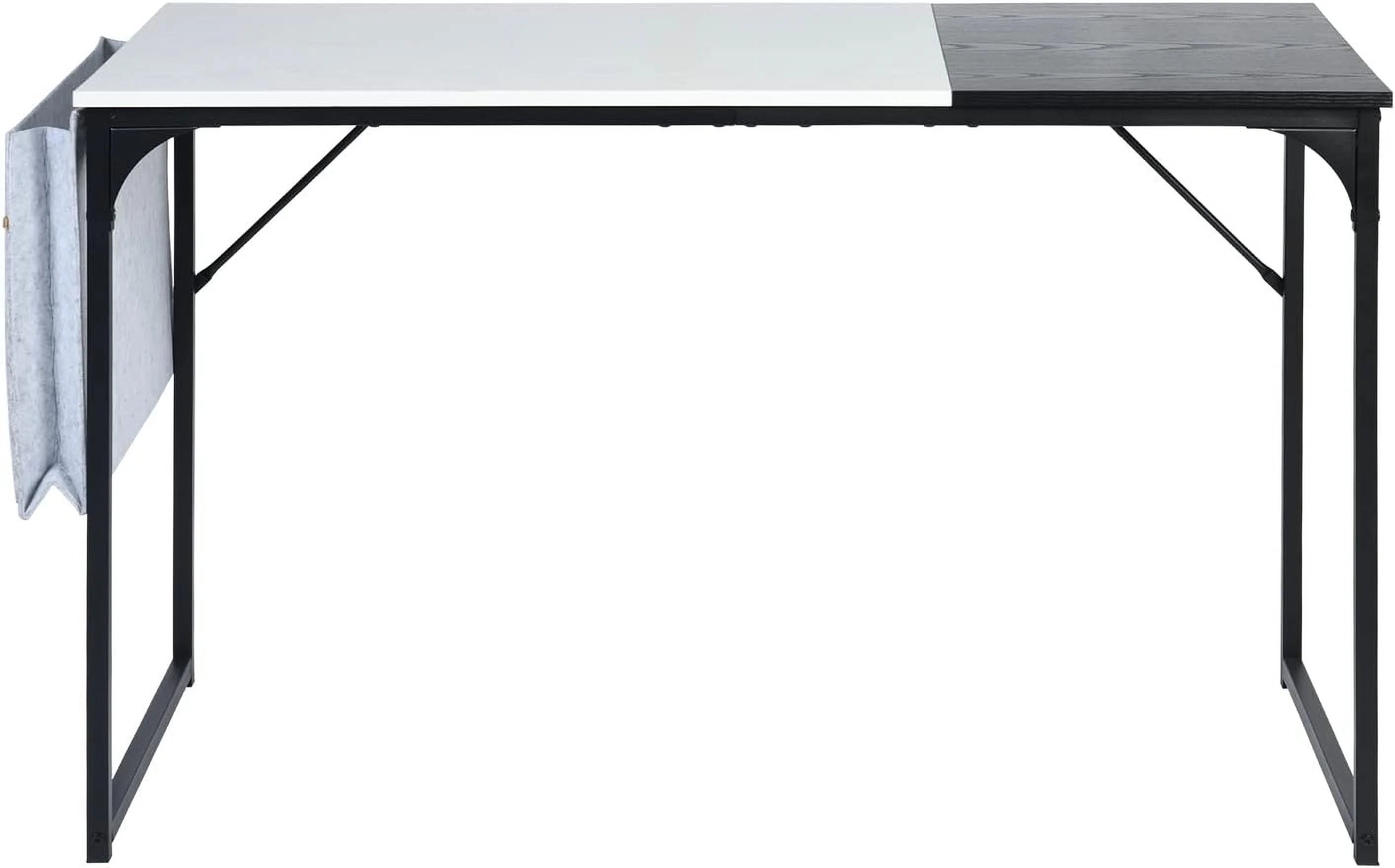 Highsound 47 inch Metal Frame Computer Desk with Storage Bag, Black & White E4531