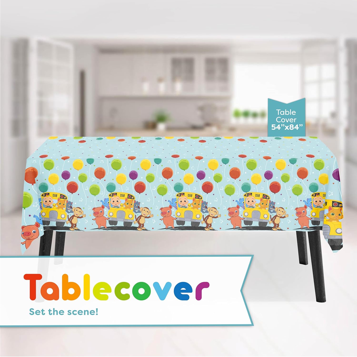 Cocomelon Party Supplies Set for 16 Guests with Table Cover, Plates, Napkins V903