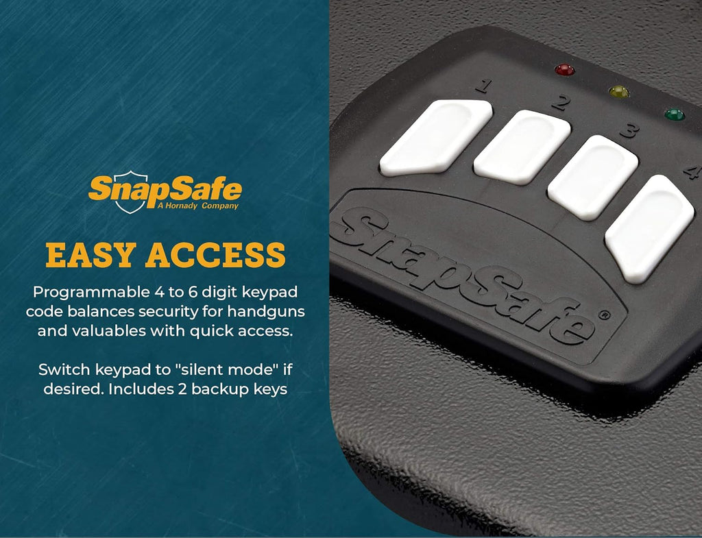 SnapSafe Gun Keypad Vault – Keypad Handgun Safe for Pistols and Valuables – Black F183861