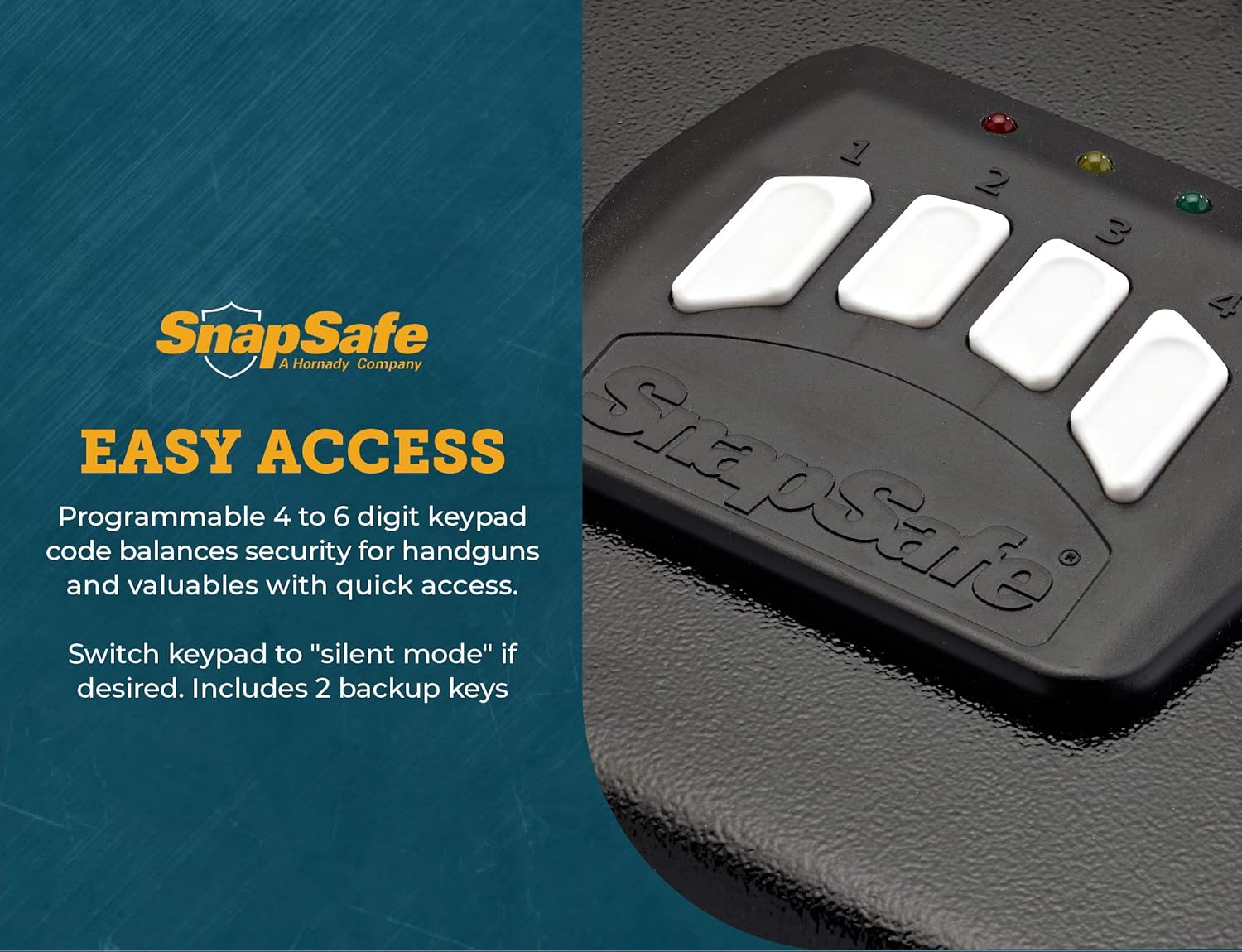 SnapSafe Gun Keypad Vault – Keypad Handgun Safe for Pistols and Valuables – Black F183861